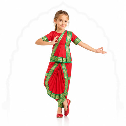 Fancydresswale Bharatnatyam outfit for kids and adults -Red Fancydresswale