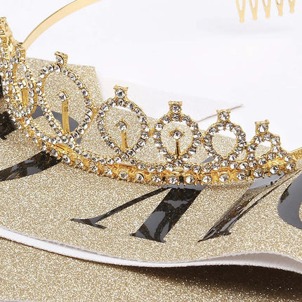 Fancydresswale Birthday Headbands Satin Sash and Tiara Birthday Crown for Girls Women Party Supplies- Gold Crown and Sash- Birthday Girl fancydresswale.com
