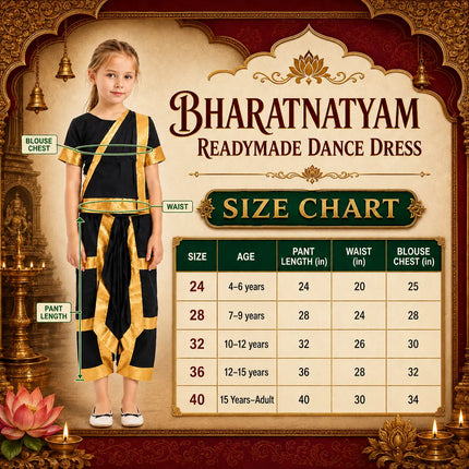 Fancydresswale Black Bharatnatyam costume for bharatanatyam dancers Fancydresswale