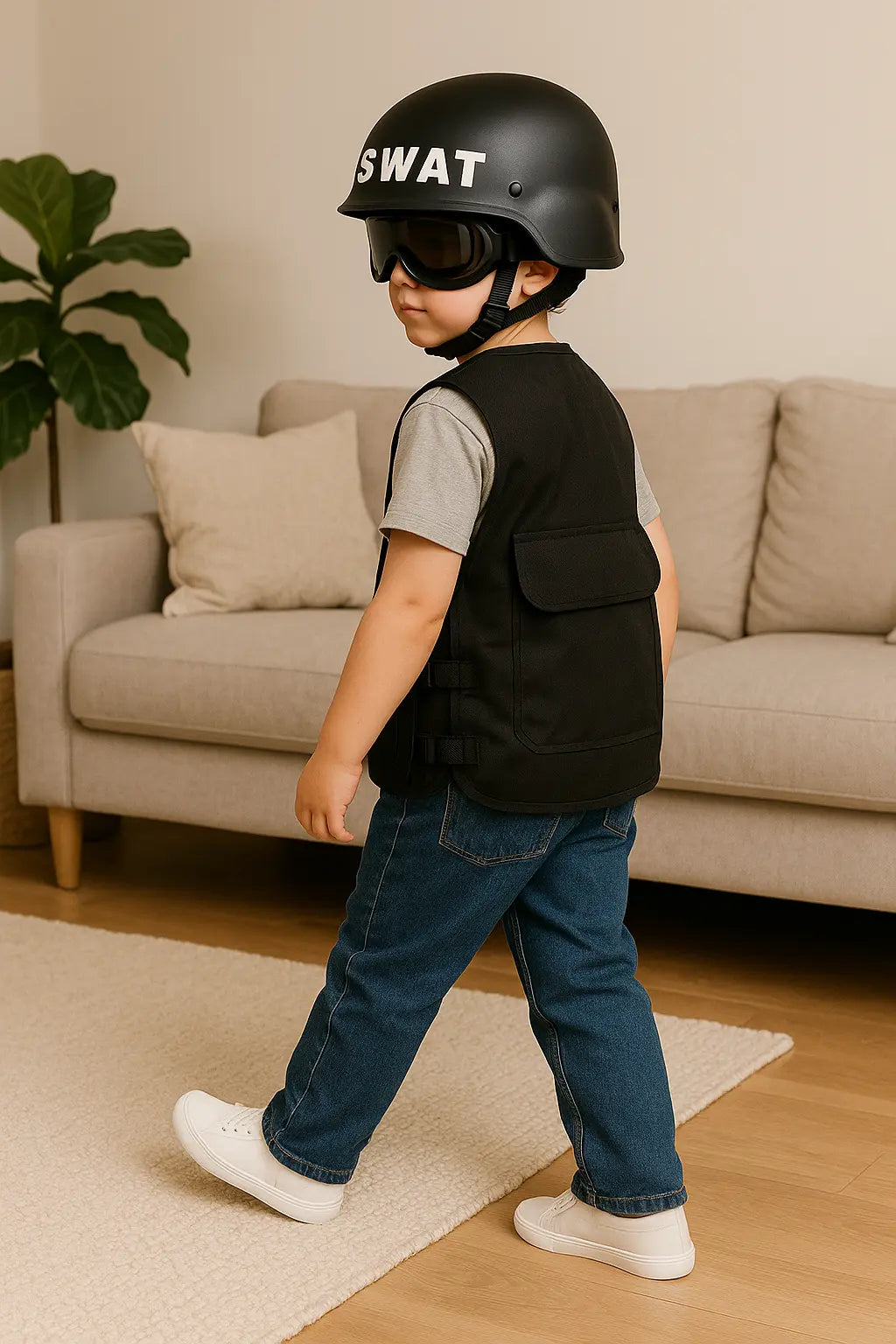Black Commando Dress Vest & Helmet Set for Kids- Fancydresswale ...