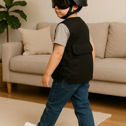 Fancydresswale Black Commando dress Vest & Helmet Set for Kids – Realistic Police Costume for Roleplay (5–12 Years, One Size) fancydresswale.com