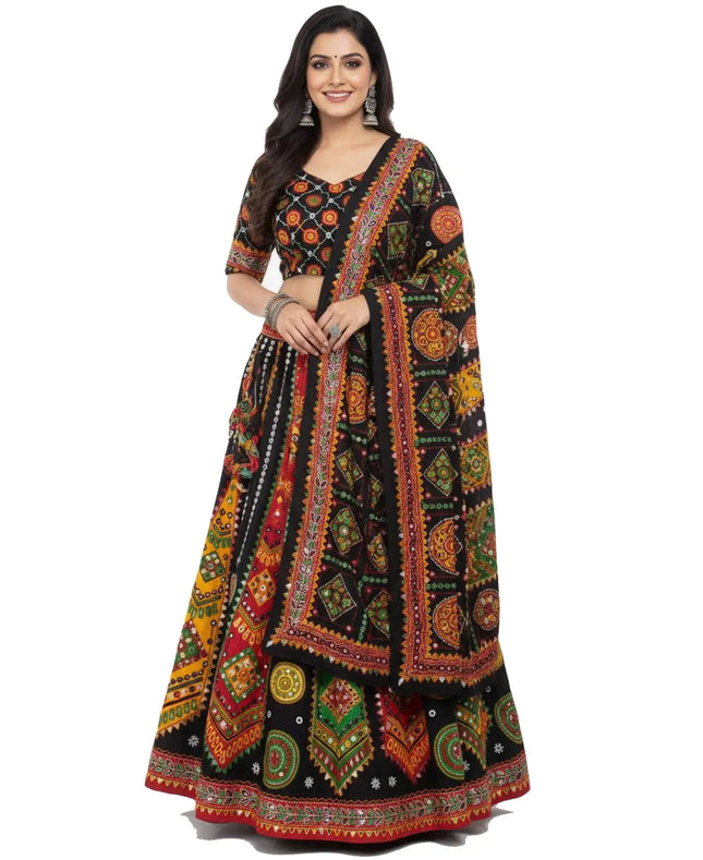 Fancydresswale Black Navratri Lehenga Choli with Dupatta | Traditional Gujarati Garba Chaniya Choli fancydresswale.com
