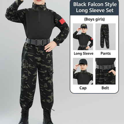 Fancydresswale Black commando Costume for Kids – Camouflage army Combat Dress Set with Cap & Belt fancydresswale.com