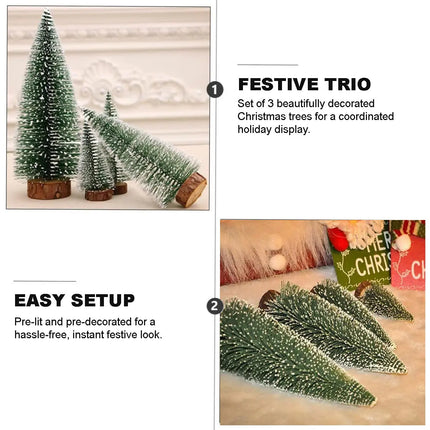 Fancydresswale Christmas Tree Table top Xmas- Decoration with Wood Base- Set of 3 (10 cm, 20 cm and 30 cm) fancydresswale.com
