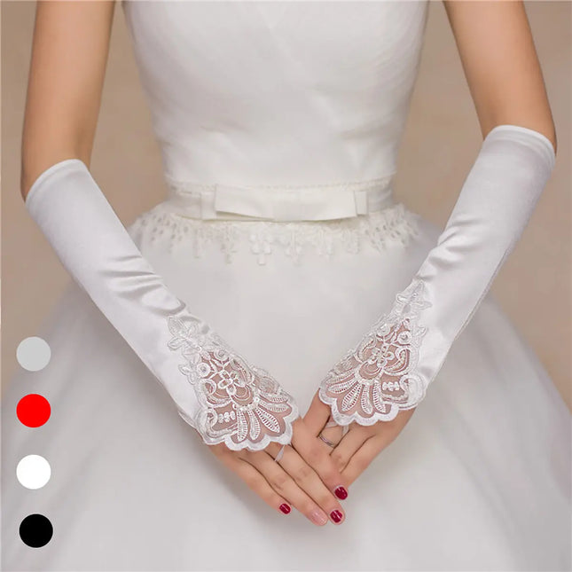 Fancydresswale Elegant Pearl Fingerless Flapper Gloves – Long Sheer Tulle Opera Style, Elbow-Length Bridal & Party Wear for Women Fancydresswale.com