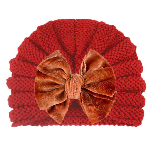 Fancydresswale European Style Wool Knitted Hat for Babies & Toddlers – Soft & Cozy Winter Beanie Newborn Winter Turban Cap-Red Fancydresswale