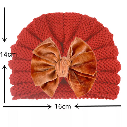 Fancydresswale European Style Wool Knitted Hat for Babies & Toddlers – Soft & Cozy Winter Beanie Newborn Winter Turban Cap-Red Fancydresswale