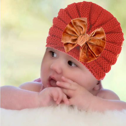 Fancydresswale European Style Wool Knitted Hat for Babies & Toddlers – Soft & Cozy Winter Beanie Newborn Winter Turban Cap-Red Fancydresswale
