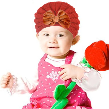 Fancydresswale European Style Wool Knitted Hat for Babies & Toddlers – Soft & Cozy Winter Beanie Newborn Winter Turban Cap-Red Fancydresswale