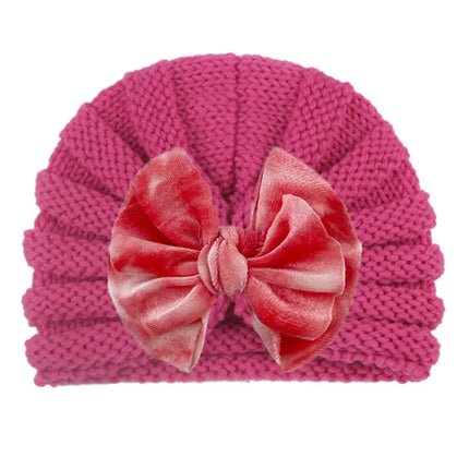 Fancydresswale European Style Wool Knitted Hat for Babies & Toddlers – Soft & Cozy Winter Beanie Newborn Winter Turban Cap-Rosered Fancydresswale
