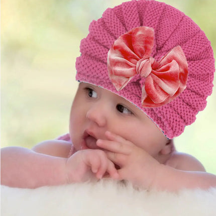 Fancydresswale European Style Wool Knitted Hat for Babies & Toddlers – Soft & Cozy Winter Beanie Newborn Winter Turban Cap-Rosered Fancydresswale