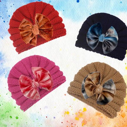 Fancydresswale European Style Wool Knitted Hat for Babies & Toddlers – Soft & Cozy Winter Beanie Newborn Winter Turban Cap-Rosered Fancydresswale