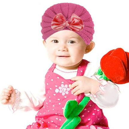 Fancydresswale European Style Wool Knitted Hat for Babies & Toddlers – Soft & Cozy Winter Beanie Newborn Winter Turban Cap-Rosered Fancydresswale