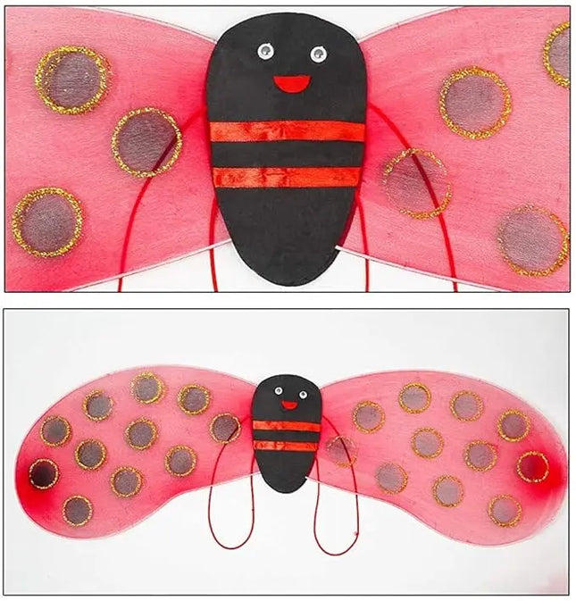 Fancydresswale Fairy Wing Ladybug Costume - Cute Wings, Tutu Dress, Wand Headband Girls Halloween fancydresswale.com