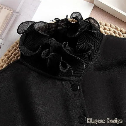 Fancydresswale False Collar Detachable Half Shirt Blouse Fake Sleeves Wrist Cuffs Set Elegant Design for Women Girls -Black Fancydresswale