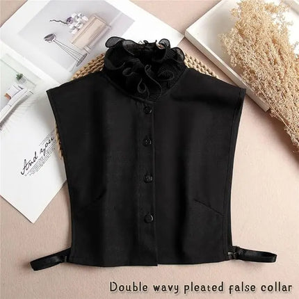 Fancydresswale False Collar Detachable Half Shirt Blouse Fake Sleeves Wrist Cuffs Set Elegant Design for Women Girls -Black Fancydresswale