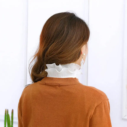 Fancydresswale False Collar Detachable Half Shirt Blouse Fake Sleeves Wrist Cuffs Set Elegant Design for Women Girls -White Fancydresswale