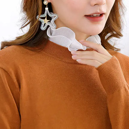 Fancydresswale False Collar Detachable Half Shirt Blouse Fake Sleeves Wrist Cuffs Set Elegant Design for Women Girls -White Fancydresswale