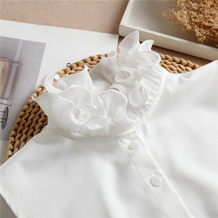 Fancydresswale False Collar Detachable Half Shirt Blouse Fake Sleeves Wrist Cuffs Set Elegant Design for Women Girls -White Fancydresswale