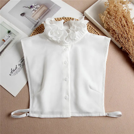 Fancydresswale False Collar Detachable Half Shirt Blouse Fake Sleeves Wrist Cuffs Set Elegant Design for Women Girls -White Fancydresswale