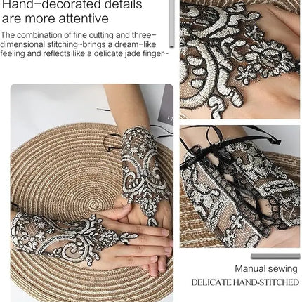 Fancydresswale Fingerless Floral Lace Gloves – Bridal & Party Accessory in Red, White, Black & Silver fancydresswale.com