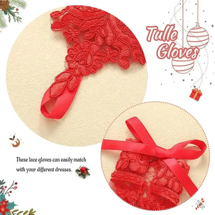 Fancydresswale Fingerless Floral Lace Gloves – Bridal & Party Accessory in Red, White, Black & Silver fancydresswale.com