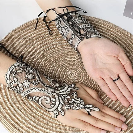 Fancydresswale Fingerless Floral Lace Gloves – Bridal & Party Accessory in Red, White, Black & Silver fancydresswale.com