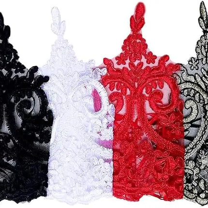Fancydresswale Fingerless Floral Lace Gloves – Bridal & Party Accessory in Red, White, Black & Silver fancydresswale.com