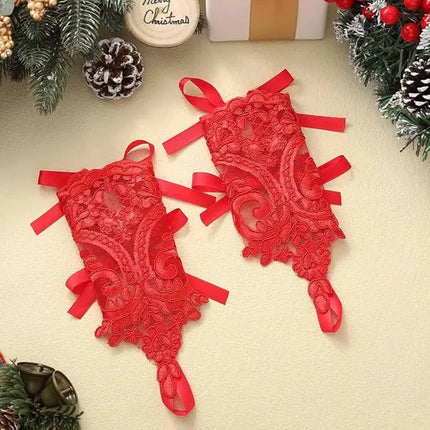 Fancydresswale Fingerless Floral Lace Gloves – Bridal & Party Accessory in Red, White, Black & Silver fancydresswale.com