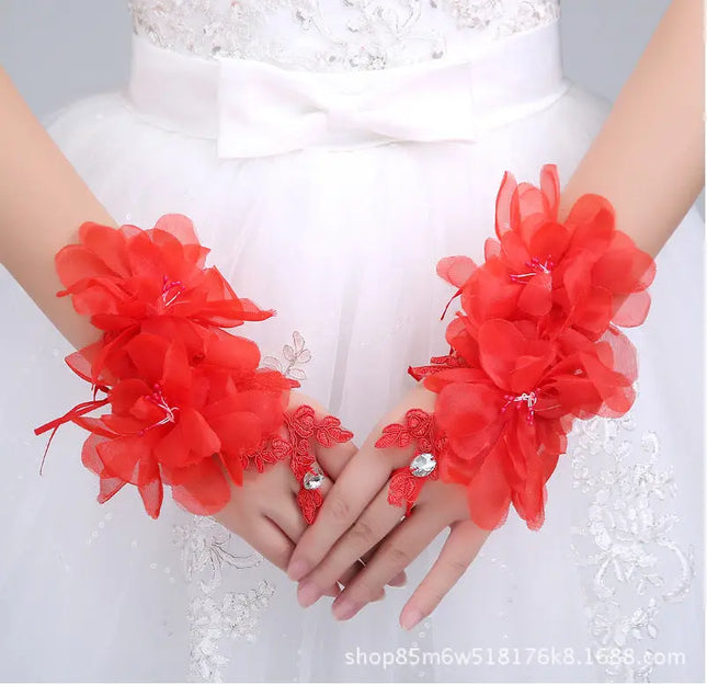 Fancydresswale Floral Wrist Gloves with Ring – Bridal, Party & Costume Accessory for Women & Girls Fancydresswale.com