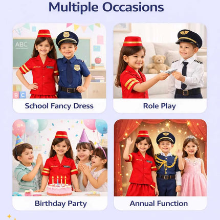 Fancydresswale Girls Air Hostess Fancy Dress Costume Set – Red Uniform with Cap | Kids Airline Crew Role Play Outfit for School & Parties fancydresswale.com