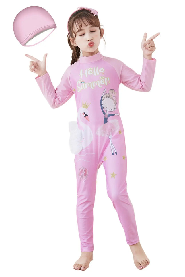 Fancydresswale Girls Full body Protect Swimwear Princess swimsuit- Hello Summer fancydresswale.com