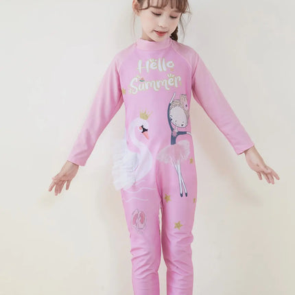 Fancydresswale Girls Full body Protect Swimwear Princess swimsuit- Hello Summer fancydresswale.com