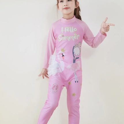 Fancydresswale Girls Full body Protect Swimwear Princess swimsuit- Hello Summer fancydresswale.com
