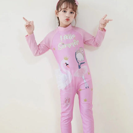 Fancydresswale Girls Full body Protect Swimwear Princess swimsuit- Hello Summer fancydresswale.com