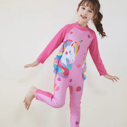 Fancydresswale Girls Full body Protect Swimwear Princess swimsuit- Unicorn Straberry fancydresswale.com