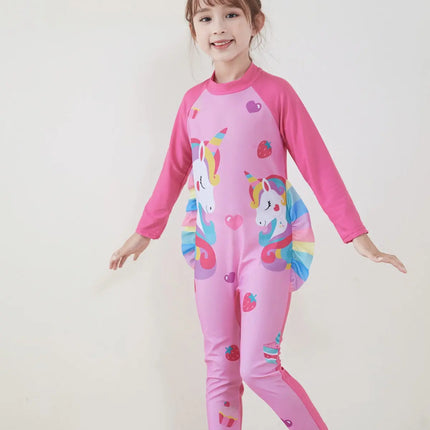 Fancydresswale Girls Full body Protect Swimwear Princess swimsuit- Unicorn Straberry fancydresswale.com