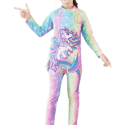 Fancydresswale Girls Full body cover Swimming costume- Unicorn Rainbow fancydresswale.com