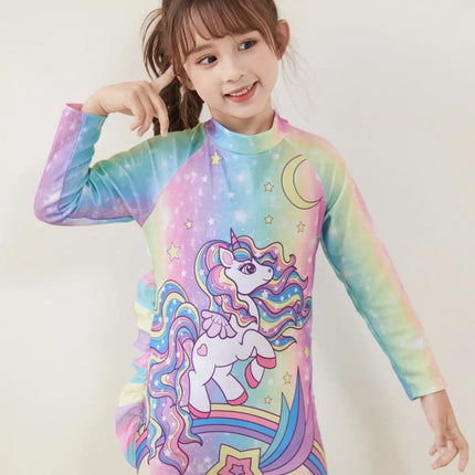 Fancydresswale Girls Full body cover Swimming costume- Unicorn Rainbow fancydresswale.com