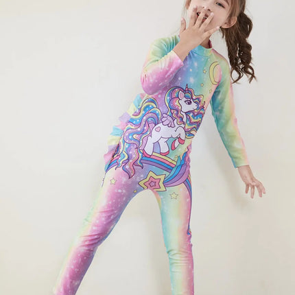 Fancydresswale Girls Full body cover Swimming costume- Unicorn Rainbow fancydresswale.com