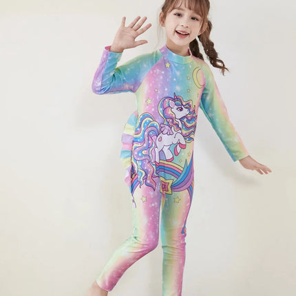 Fancydresswale Girls Full body cover Swimming costume- Unicorn Rainbow fancydresswale.com