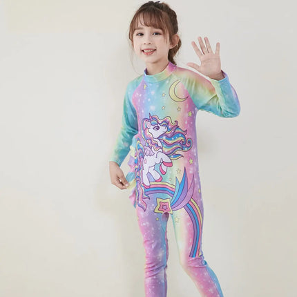 Fancydresswale Girls Full body cover Swimming costume- Unicorn Rainbow fancydresswale.com