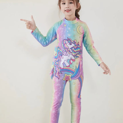Fancydresswale Girls Full body cover Swimming costume- Unicorn Rainbow fancydresswale.com