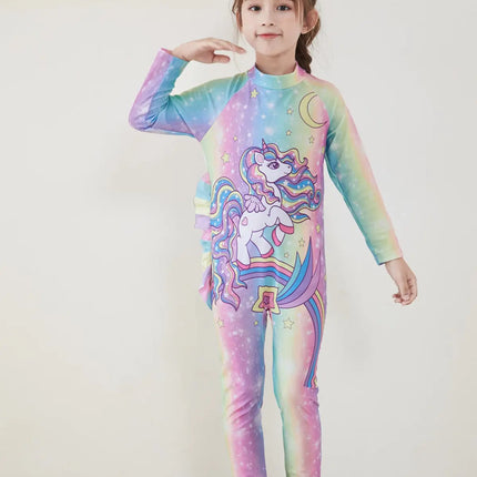 Fancydresswale Girls Full body cover Swimming costume- Unicorn Rainbow fancydresswale.com
