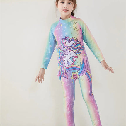 Fancydresswale Girls Full body cover Swimming costume- Unicorn Rainbow fancydresswale.com