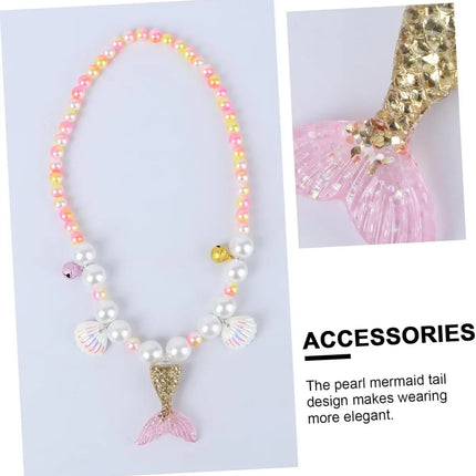 Fancydresswale Girls Mermaid necklace set of 5 pcs jewellery bracelet, ring, earrings cute girl princess dress accessories yellow Fancydresswale