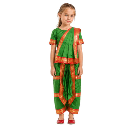 Fancydresswale Green Bharatnatyam Dress for kids and adults Fancydresswale