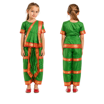Fancydresswale Green Bharatnatyam Dress for kids and adults Fancydresswale