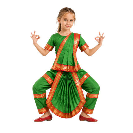 Fancydresswale Green Bharatnatyam Dress for kids and adults Fancydresswale