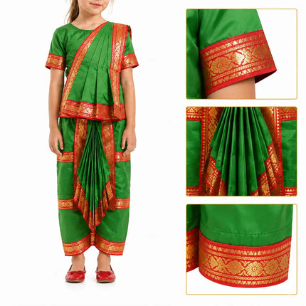 Fancydresswale Green Bharatnatyam Dress for kids and adults Fancydresswale